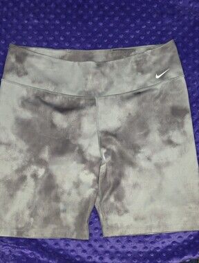 Nike Women’s Gray Tie-Dye Bike Shorts - White Swoosh